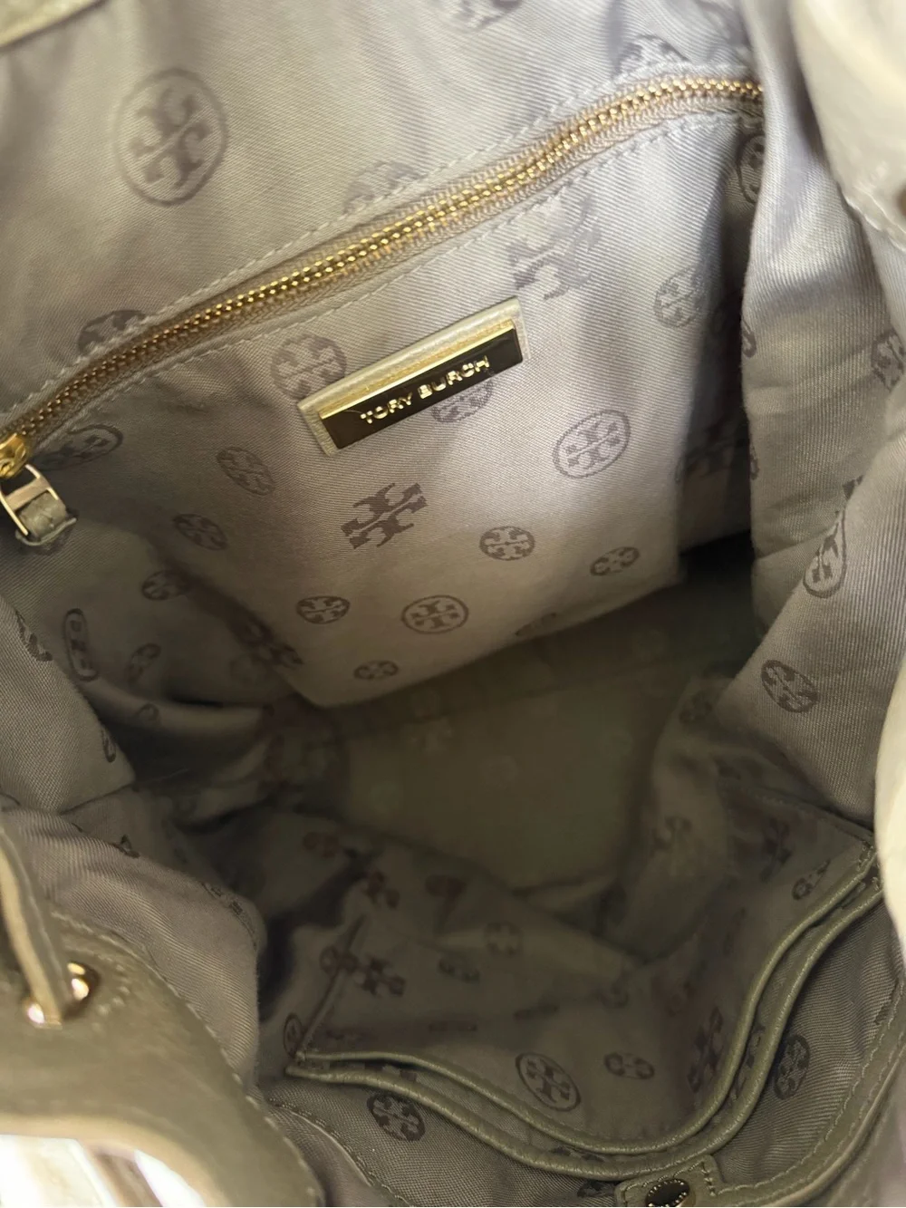 Tory Burch Pebbled Leather Backpack - Taupe Gray